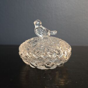 HOFBAUER BYRDES CRYSTAL Cut Glass Trinket Dish Bird
